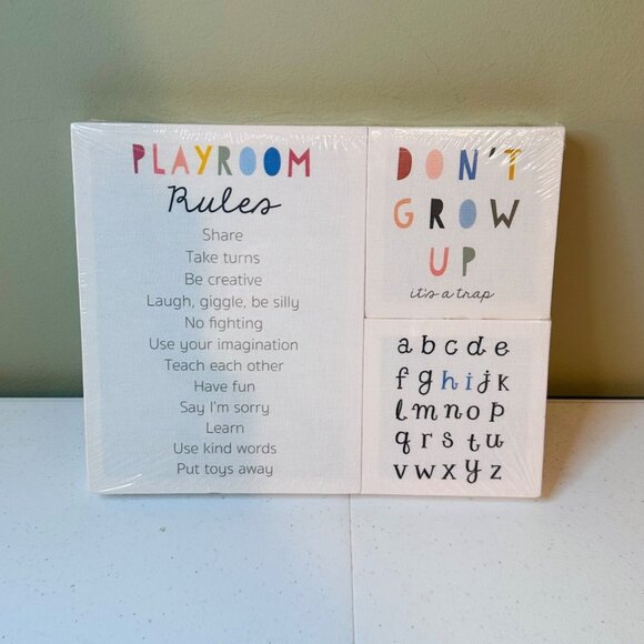 Playroom Rules Canvas Art Set Of 3 Children's Room Baby Room Nursery Decoration - Picture 1 of 5
